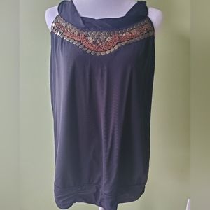 Worthington XL Black Tank Top With Beaded Accents